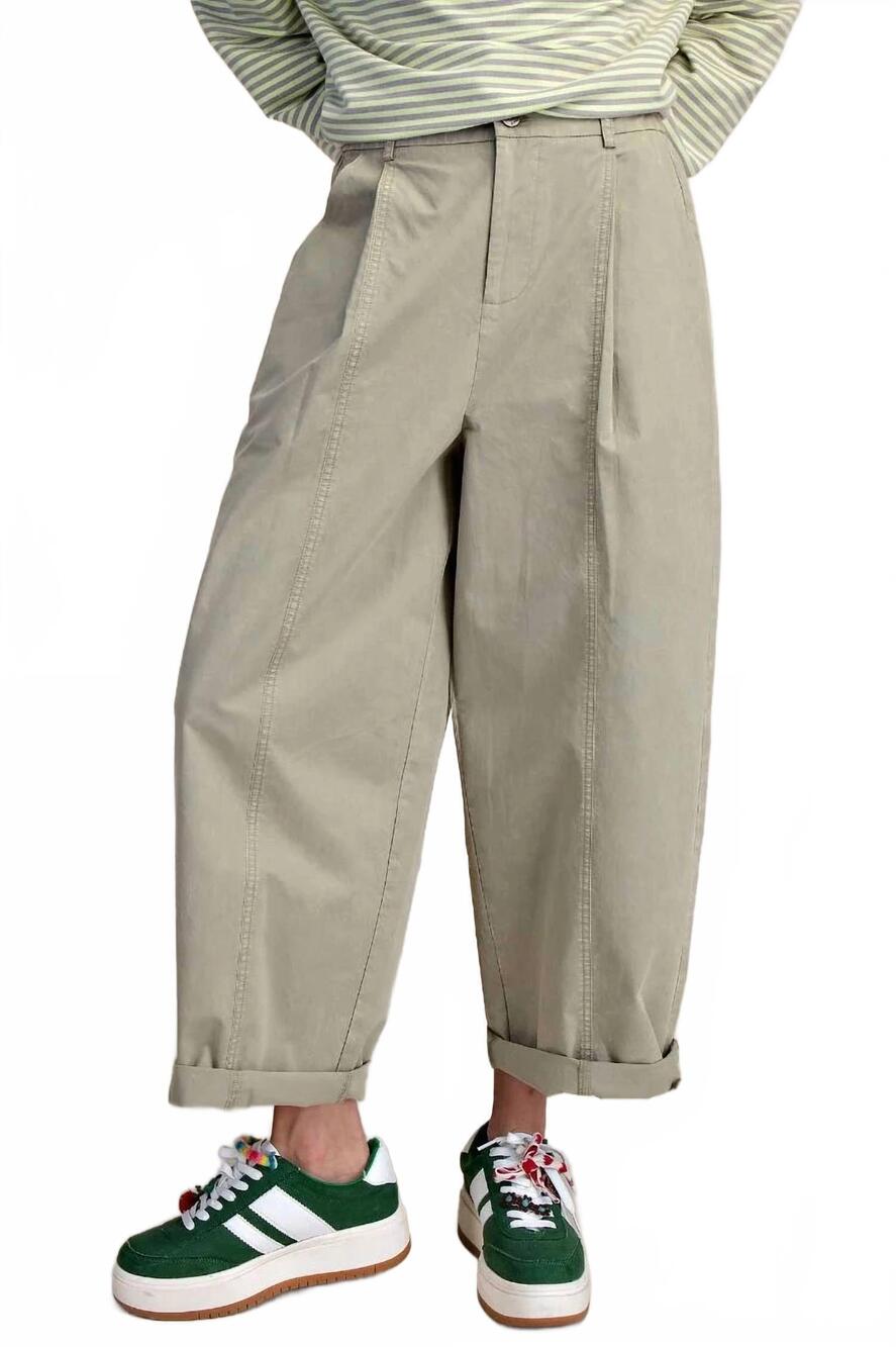 NEW EASEL parachute barrel woven pants in sage